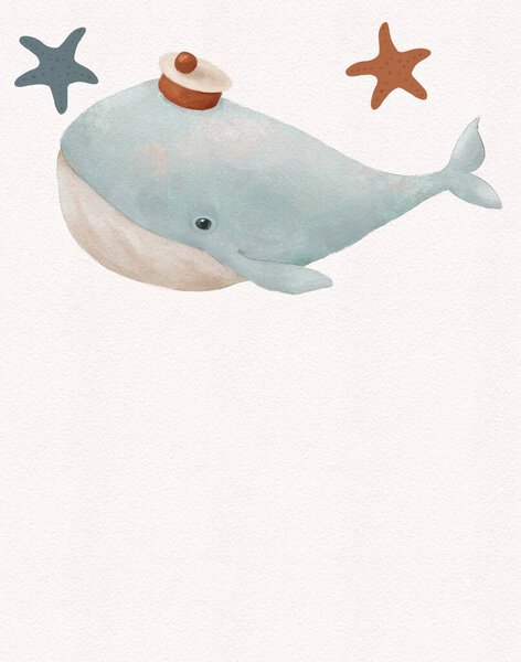 Drawing Cute Baby Whale Wearing Sailor Hat Underwater Animal Ocean Stock Picture