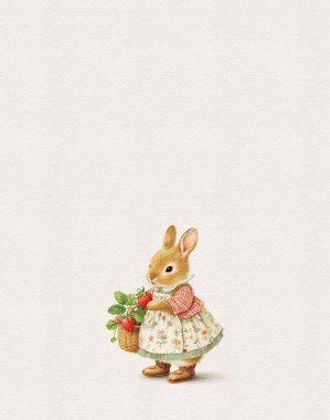 Tebrik kartı ya da davetiye için Şirin suluboya tavşan tasviri