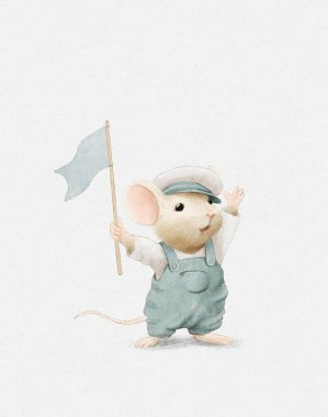 Çocuk Partisi Kutlama Kartları için Suluboya Şirin Vintage Hayvan Resimleri