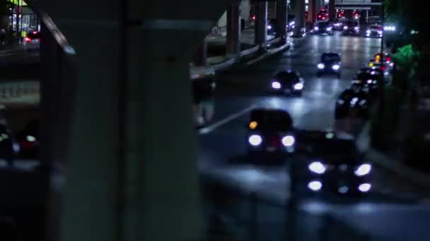 Noční Čas Miniaturní Dopravní Zácpy Městské Ulici Tokiu Kvalitní Záběry — Stock video