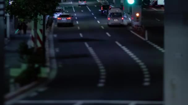 Timelapse Notturno Del Traffico Miniatura Presso Strada Urbana Tokyo Panning — Video Stock