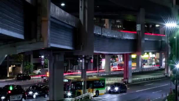 Ein Nächtlicher Stau Auf Der Stadtstraße Tokio Hochwertiges Filmmaterial Minato — Stockvideo