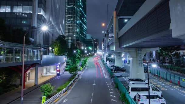 Egy Éjszakai Közlekedési Dugó Tokiói Városi Utcában Kiváló Minőségű Felvétel — Stock videók