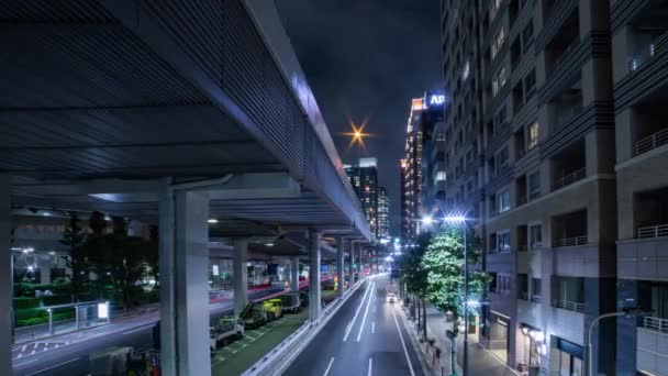 Een Avond Tijdspanne Van File Stedelijke Straat Tokio Brede Schot — Stockvideo