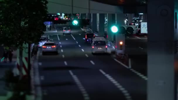 Ein Nächtlicher Zeitraffer Des Miniatur Staus Auf Der Stadtstraße Tokio — Stockvideo