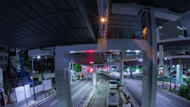 Timelapse Noche Del Atasco Tráfico Calle Urbana Tokio Ojo Pez — Vídeos de Stock