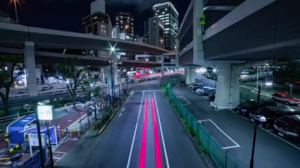 Sebuah Malam Tilapse Kemacetan Lalu Lintas Jalan Perkotaan Tokyo Kemiringan — Stok Video