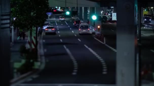Ночной Хронометраж Миниатюрной Пробки Городской Улице Токио Высококачественные Кадры Минато — стоковое видео