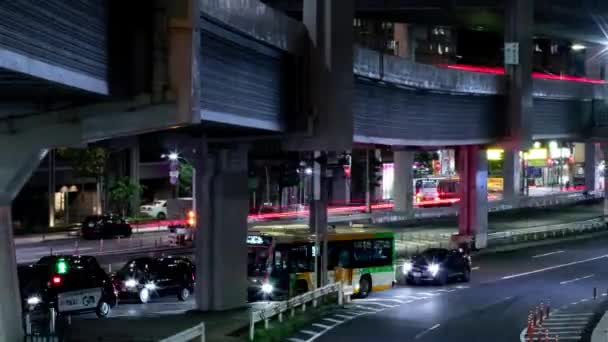 Sebuah Malam Tilapse Kemacetan Lalu Lintas Jalan Perkotaan Zoom Tokyo — Stok Video