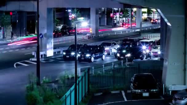 Sebuah Malam Tilapse Kemacetan Lalu Lintas Jalan Perkotaan Tokyo Kemiringan — Stok Video