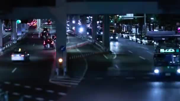 Nocny Timelapse Miniaturowego Korka Miejskiej Ulicy Tokio Tilt Wysokiej Jakości — Wideo stockowe