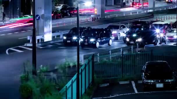 Ein Nächtlicher Stau Auf Der Stadtstraße Tokio Hochwertiges Filmmaterial Minato — Stockvideo