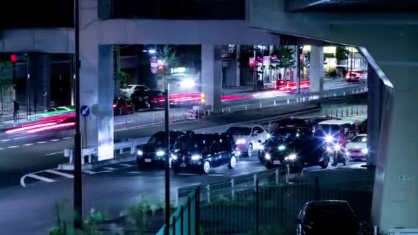 Sebuah Malam Tilapse Kemacetan Lalu Lintas Jalan Perkotaan Zoom Tokyo — Stok Video