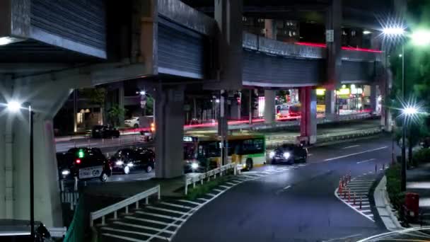 Ночной Хронометраж Пробок Городской Улице Токио Высококачественные Кадры Минато Район — стоковое видео