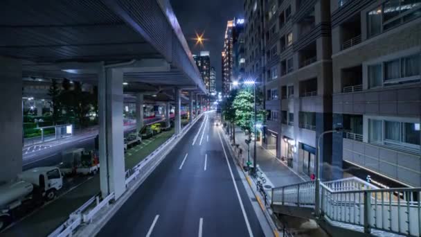 Een Avond Tijdsspanne Van File Stedelijke Straat Tokio Brede Schot — Stockvideo