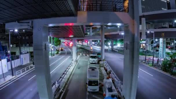 Timelapse Noche Del Atasco Tráfico Calle Urbana Tokio Ojo Pez — Vídeos de Stock