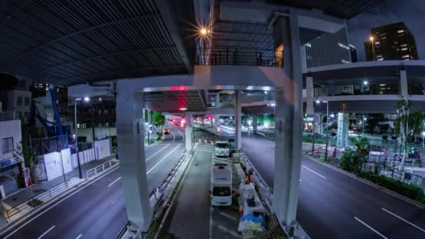 Sebuah Malam Tilapse Kemacetan Lalu Lintas Jalan Kota Tokyo Mata — Stok Video