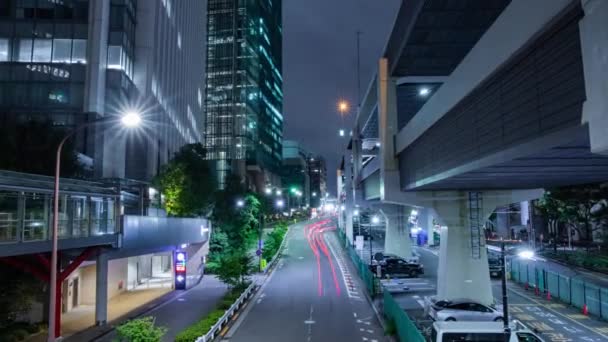 Timelapse Notturno Dell Ingorgo Del Traffico Nella Strada Urbana Tokyo — Video Stock
