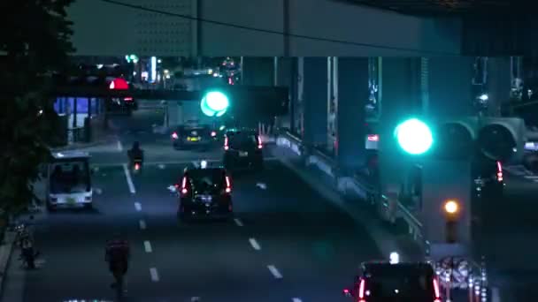 Tokyo Daki Şehir Sokağındaki Trafik Sıkışıklığının Gece Vakti Yüksek Kalite — Stok video