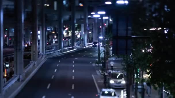 Ein Nächtlicher Zeitraffer Des Miniatur Staus Auf Der Stadtstraße Tokio — Stockvideo