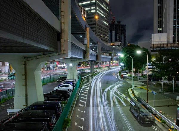 Noční Dopravní Zácpa Městské Ulici Tokiu Kvalitní Fotka Minato Okres — Stock fotografie