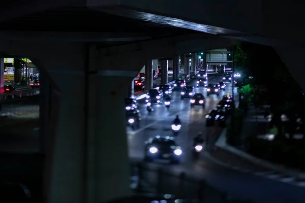 Night Miniature Traffic Jam Urban Street Tokyo High Quality Photo — Stock Photo, Image