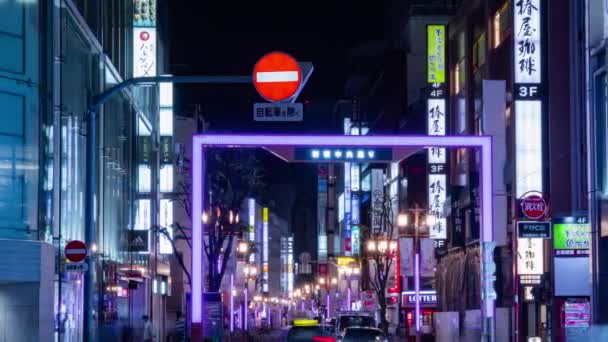 Uma Cronologia Noturna Multidão Cidade Néon Shinjuku Tokyo Distrito Shinjuku — Vídeo de Stock
