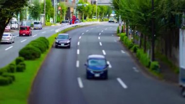 Tokyo 'daki şehir caddesindeki minyatür trafik sıkışıklığının zamanı. Yüksek kalite 4K görüntü. Tokyo Japonya 09.27.2022 Tokyo 'da bir şehir caddesi..
