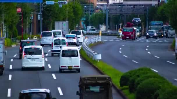 Timelapse Korka Miejskiej Ulicy Tokio Daleki Strzał Wysokiej Jakości Materiał — Wideo stockowe