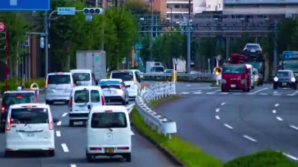 Timelapse Traffic Jam Urban Street Tokyo Long Shot High Quality — Stock Video