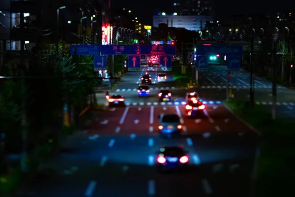 Atasco Tráfico Nocturno Miniatura Calle Del Centro Tokio Foto Alta —  Fotos de Stock