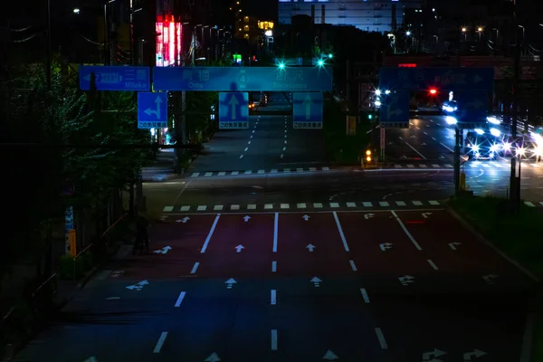 Night Traffic Jam Downtown Street Tokyo Long Shot High Quality — Stock Photo, Image