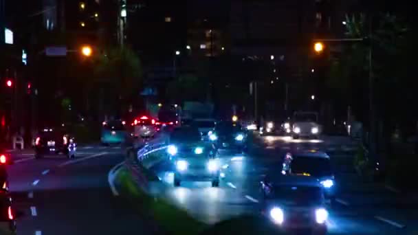 Lapso Tiempo Nocturno Del Atasco Tráfico Calle Del Centro Tokio — Vídeos de Stock