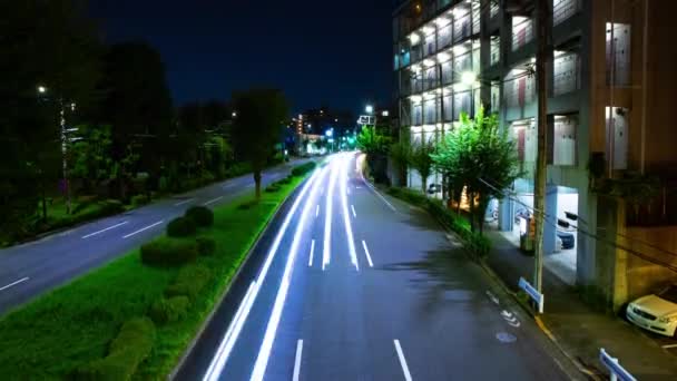 Uma Cronologia Noturna Engarrafamento Centro Rua Tóquio Nishitokyo Distrito Higashifushimi — Vídeo de Stock