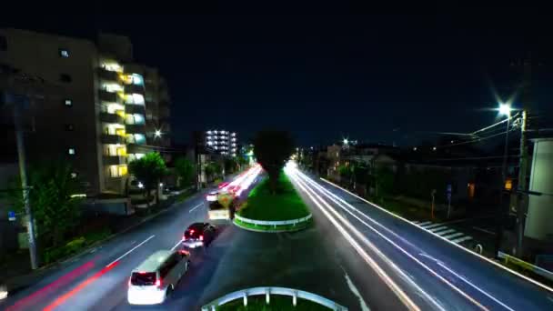 Night Timelapse Traffic Jam Downtown Street Tokyo Nishitokyo District Higashifushimi — Stock Video