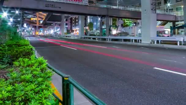 Timelapse Nuit Embouteillage Dans Rue Urbaine Roppongi Plan Large Minato — Video