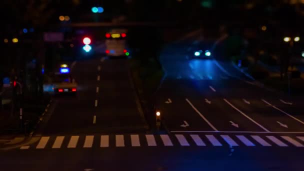 Night Timelapse Miniature Traffic Jam City Crossing Tokyo High Quality — Stok video