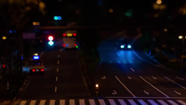 Night Timelapse Miniature Traffic Jam City Crossing Tokyo High Quality — 비디오