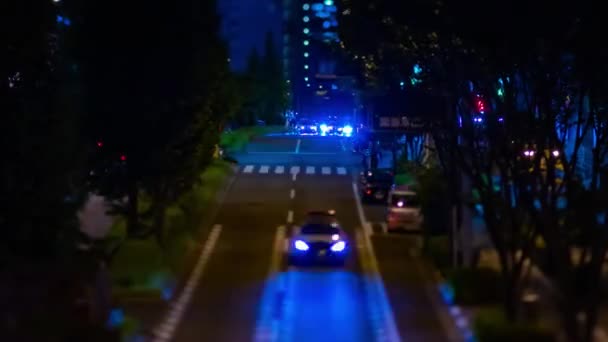 Night Timelapse Miniature Traffic Jam City Crossing Tokyo High Quality — Stockvideo