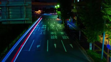 A night timelapse of the traffic jam at the downtown street in Tokyo. High quality 4k footage. Toshima district Mejiro Tokyo Japan 10.27.2022 Here is a city street in Tokyo. 