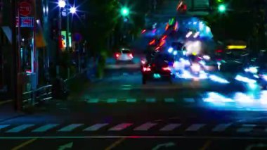 A night timelapse of the traffic jam at the downtown street in Tokyo. High quality 4k footage. Toshima district Mejiro Tokyo Japan 10.27.2022 Here is a city street in Tokyo. 
