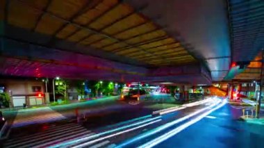 A night timelapse of the traffic jam at the downtown street in Tokyo. High quality 4k footage. Toshima district Mejiro Tokyo Japan 10.27.2022 Here is a city street in Tokyo. 