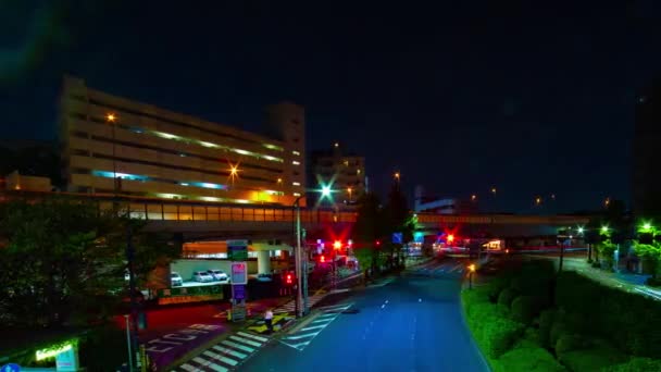 Night Timelapse Traffic Jam Downtown Street Tokyo High Quality Footage — 비디오