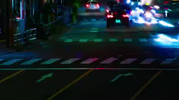 Night Timelapse Traffic Jam Downtown Street Tokyo High Quality Footage — Video