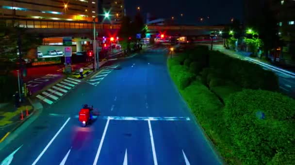 Night Timelapse Traffic Jam Downtown Street Tokyo High Quality Footage — Stock Video