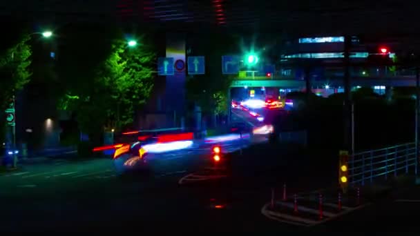 Night Timelapse Traffic Jam Downtown Street Tokyo High Quality Footage — Vídeo de Stock