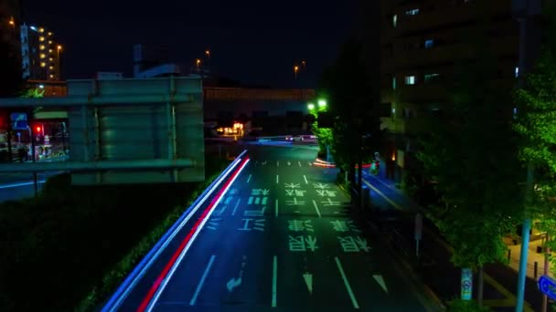 Scurgere Timp Noapte Blocajului Trafic Strada Din Centrul Orasului Tokyo — Videoclip de stoc
