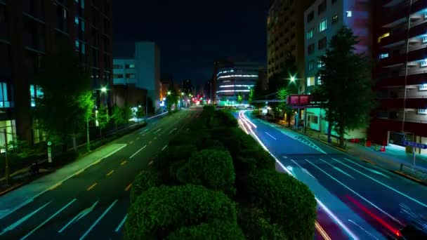 Night Timelapse Traffic Jam Downtown Street Tokyo High Quality Footage — Stok video