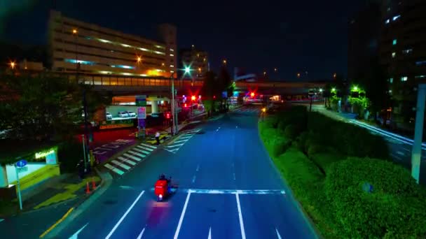 Night Timelapse Traffic Jam Downtown Street Tokyo High Quality Footage — Stockvideo