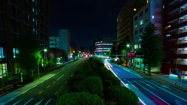 Night Timelapse Traffic Jam Downtown Street Tokyo High Quality Footage — Stock video